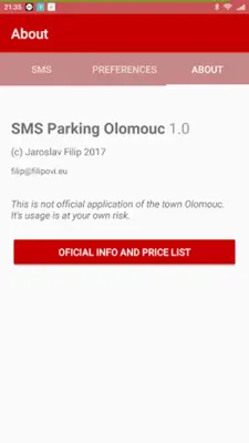 SMS Parking Olomouc android App screenshot 0